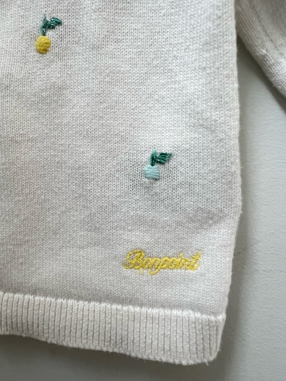 Bonpoint Cream Cardigan with Multicolored Cherry Embroidery - Picture 7 of 9